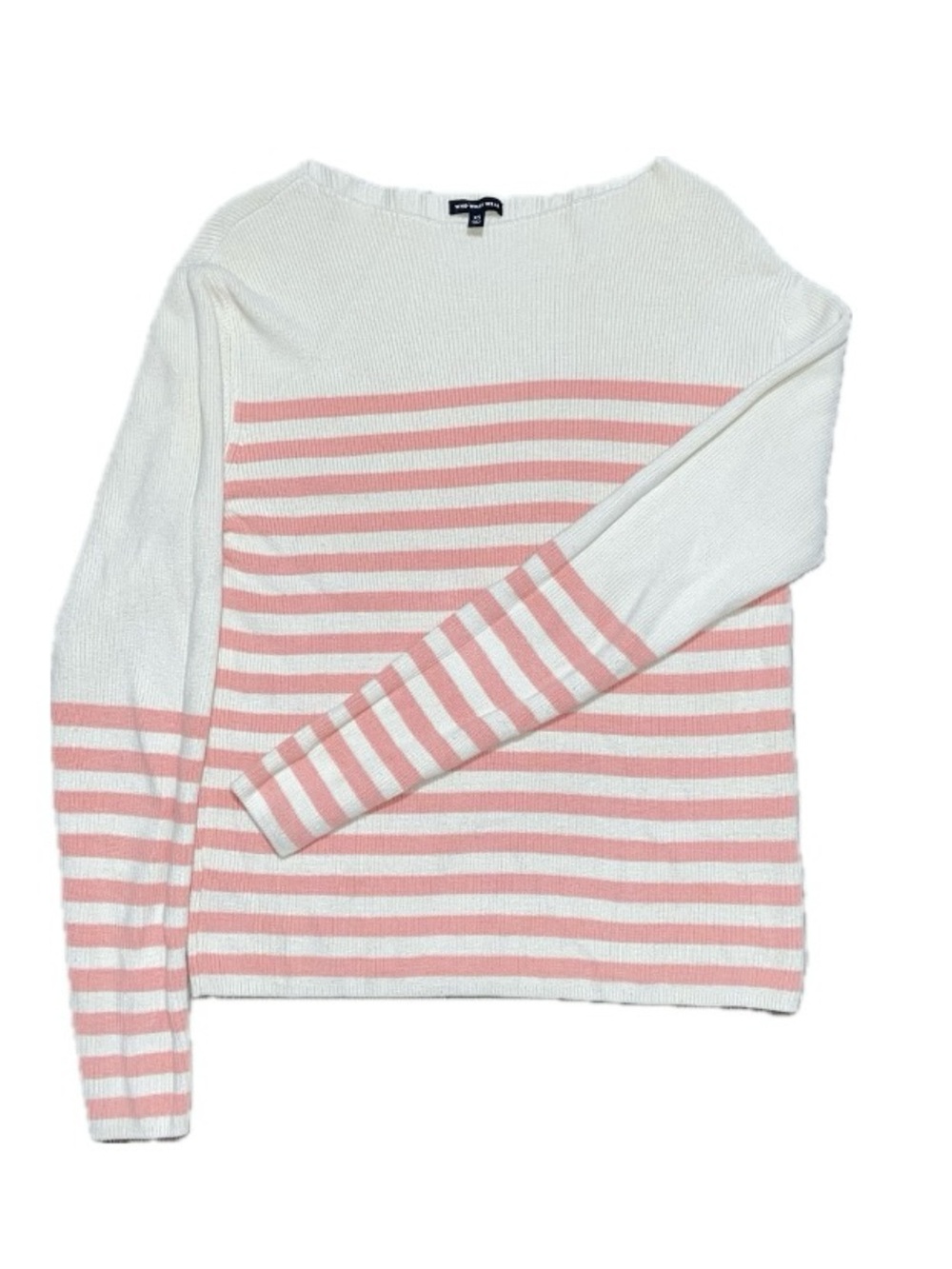 Nautical Costal Grandma Parisian Striped Boatneck Long Sleeve Knit Pullover - XS